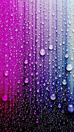 Vibrant Purple and Blue Gradient Background with Raindrops on Glass HD phone wallpaper