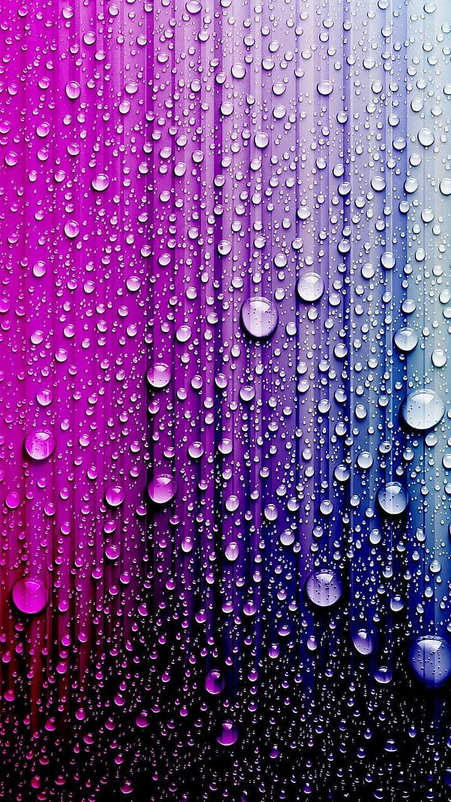 Vibrant Purple and Blue Gradient Background with Raindrops on Glass HD phone wallpaper