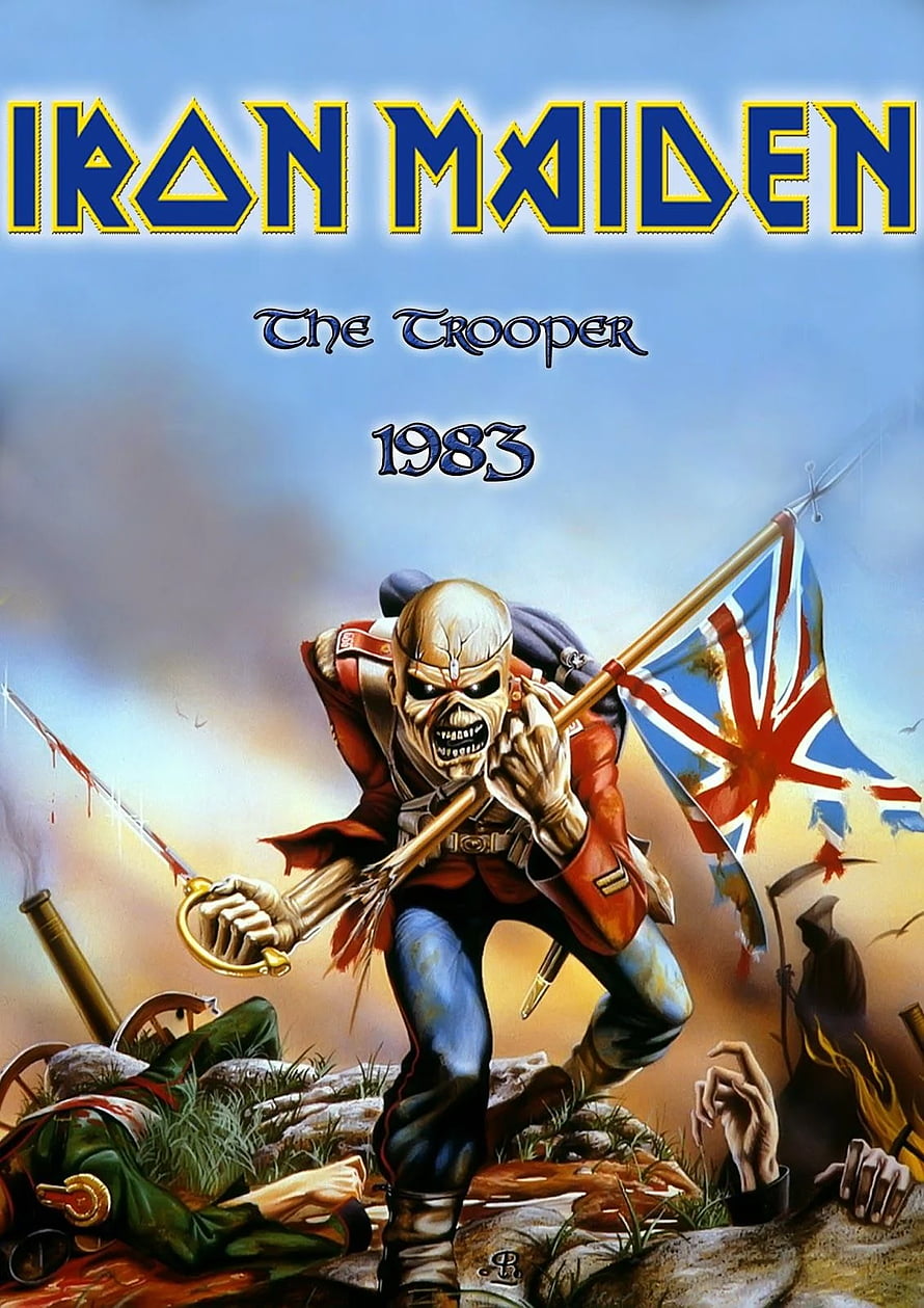Iron Maiden The Trooper 1983 Album Art Featuring Eddie the Head with Union Jack Flag HD phone wallpaper