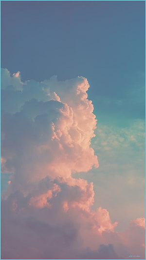 Pink and Blue Cumulus Clouds in a Dreamy Sky HD phone wallpaper