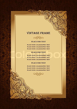 Elegant Victorian Gold Ornamental Frame with Floral Corner Accents on Damask Background HD phone wallpaper