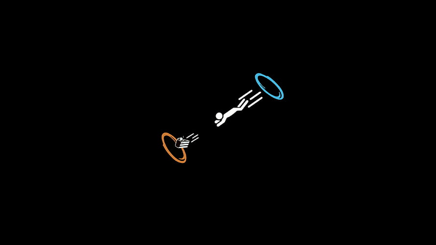 Minimalist Stick Figure Diving Through Rings On Black Background HD wallpaper