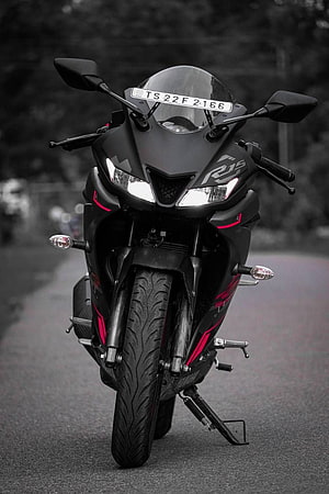 Yamaha R15 V3 Black Sport Motorcycle Front View on Road HD phone wallpaper