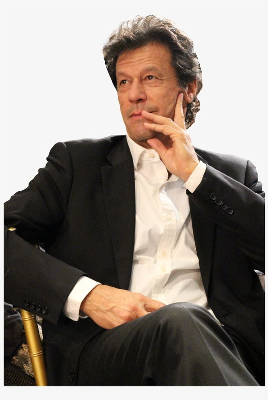 Imran Khan in a black suit and white shirt seated in a thoughtful pose HD phone wallpaper