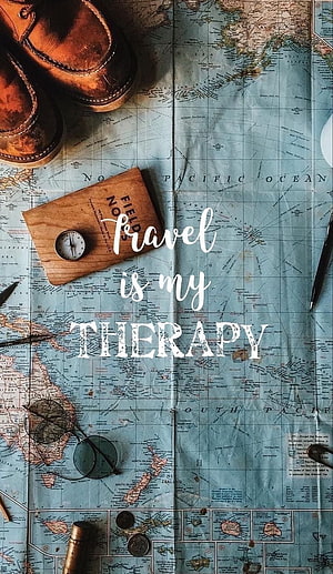 Vintage Pacific Ocean Map with Leather Boots, Compass, and Travel Quote HD phone wallpaper