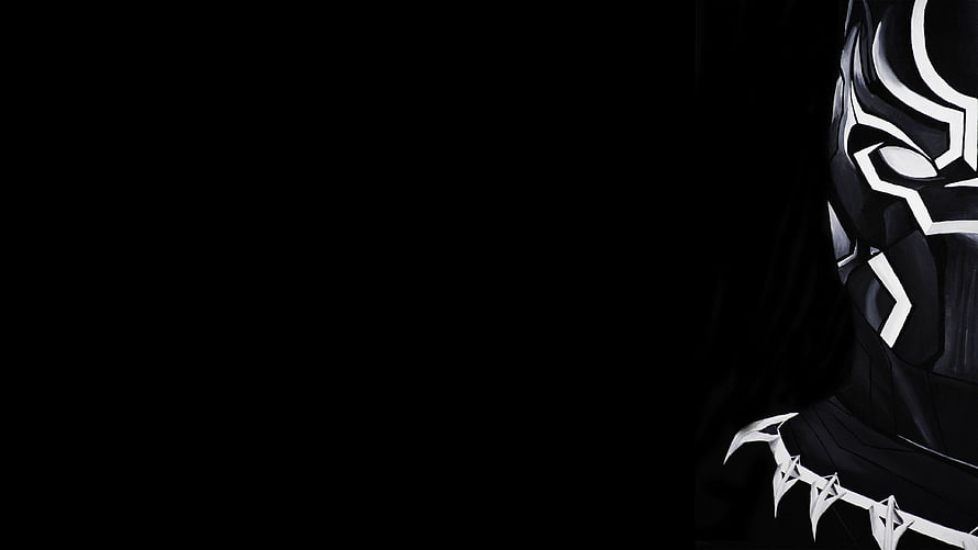 Black Panther Minimalist Dark Portrait with Geometric White Mask Details HD wallpaper