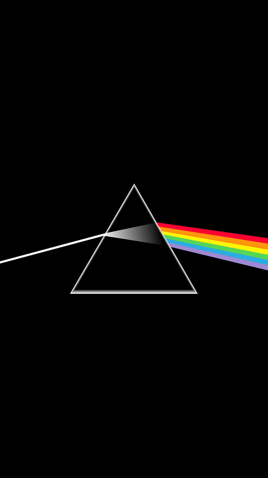 Pink Floyd Dark Side of the Moon Prism Rainbow Light Refraction Minimalist Black Background HD phone wallpaper