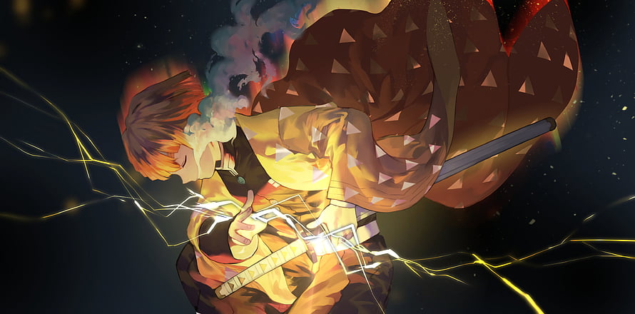 Demon Slayer Rengoku Kyojuro Anime Artwork with Flame Effects and Katana HD wallpaper