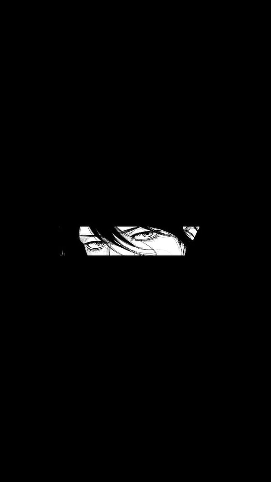 Mysterious Anime Eyes Peeking From Darkness Black And White Manga Style Wallpaper, Anime eyes black and white lockscreen. Black dark, Anime , Dark , Dark Anime HD phone wallpaper