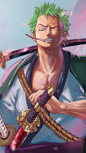 Roronoa Zoro Winking With Straw In Mouth Anime Swordsmen Wallpaper HD phone wallpaper