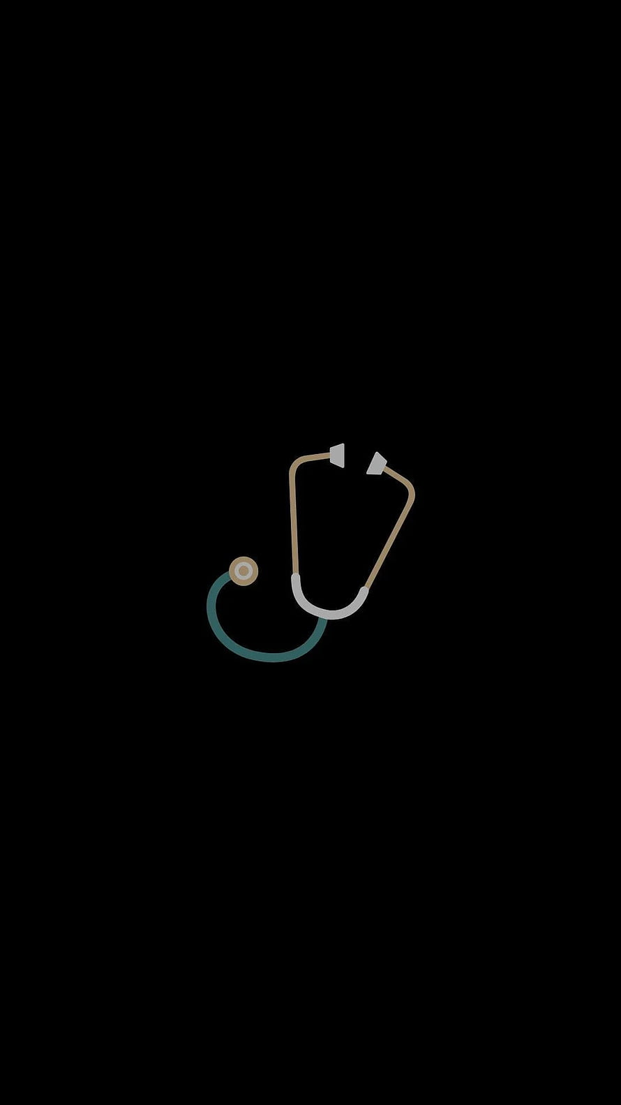 Minimalist Stethoscope Icon on Black Background for Medical and Nursing Themes HD phone wallpaper