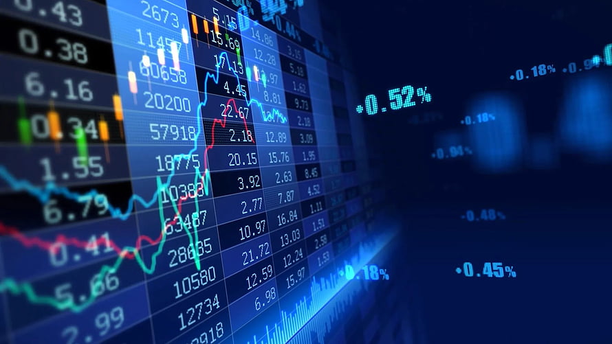 Digital Stock Market Data Visualization With Candlestick Charts And Financial Statistics HD wallpaper