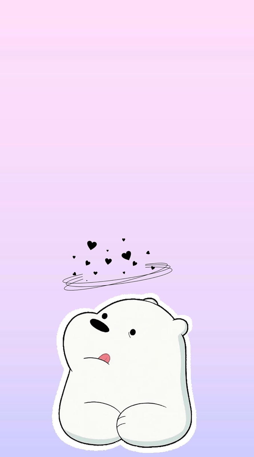 Ice Bear from We Bare Bears with a heart halo on a soft pastel purple gradient background HD phone wallpaper