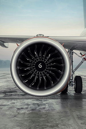 Close-up of an A320neo Turbine Engine on the Tarmac HD phone wallpaper