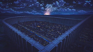 Attack on Titan Wall Rose Night View Anime Wallpaper HD wallpaper