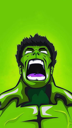 Hulk Roaring Green Monster Illustration HD phone wallpaper