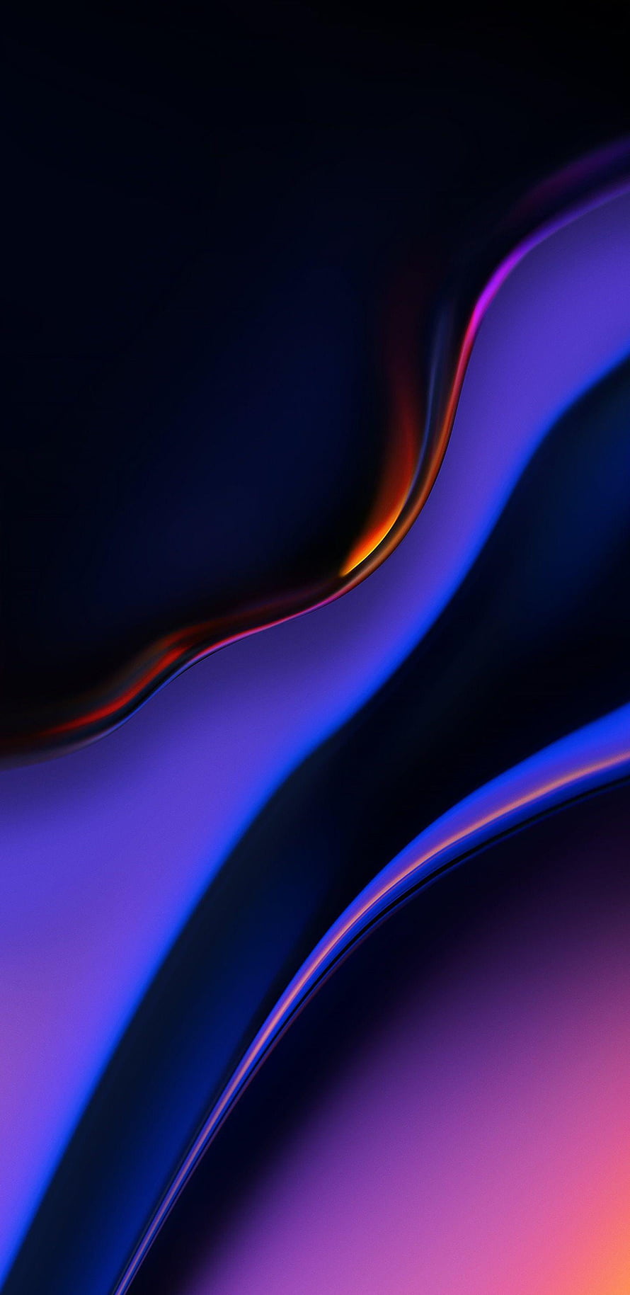 Vibrant Abstract Flowing Waves in Neon Purple and Blue on Dark Background HD phone wallpaper