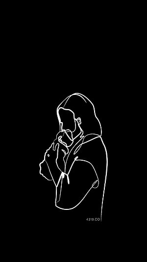 Minimalist One Line Drawing of a Man in Prayer on Black Background, Christian : Christian Quote, Bible Verse, Black Christian HD phone wallpaper