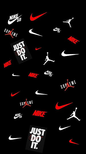 Nike, Jordan, and Supreme Logo Collage Wallpaper HD phone wallpaper