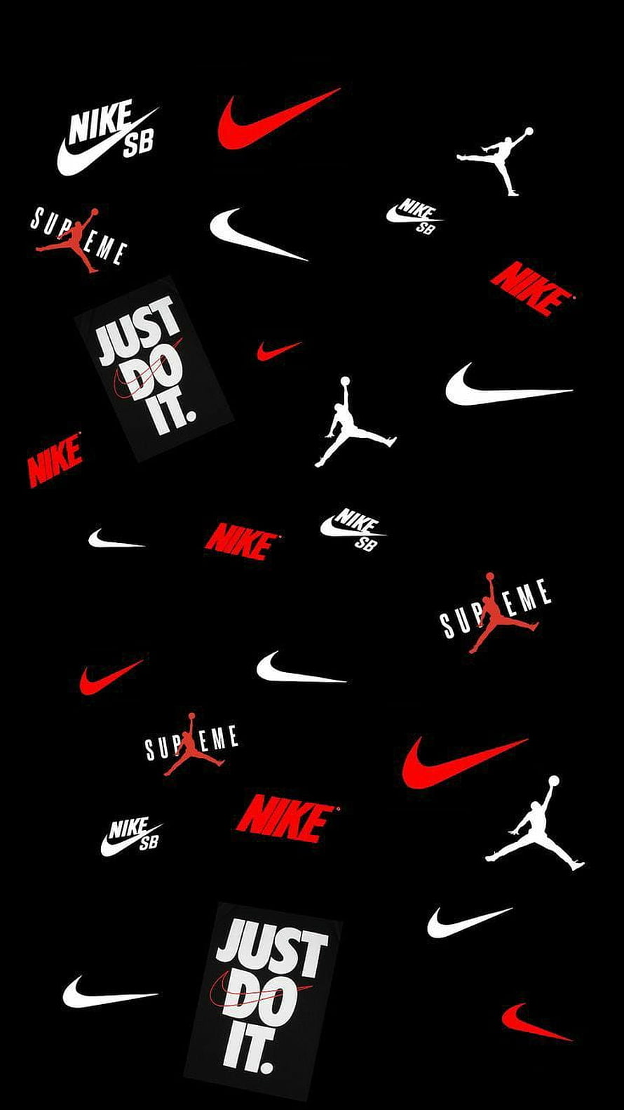 Nike, Jordan, and Supreme Logo Collage Wallpaper HD phone wallpaper