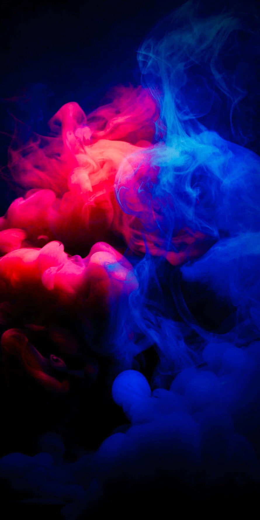 Abstract Red and Blue Ink Clouds Swirling in Dark Water HD phone wallpaper