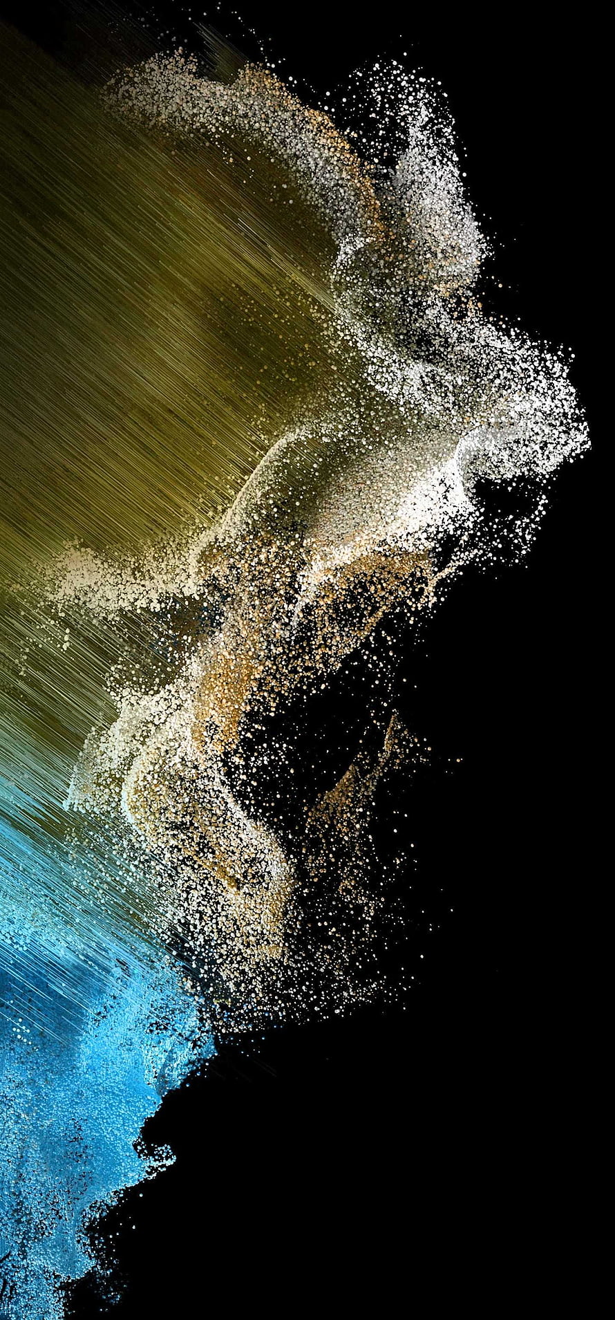 Abstract Gold and Blue Particle Splash on Black Background HD phone wallpaper