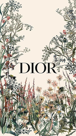 Dior Botanical Illustration Wallpaper with Vintage Wildflower Arrangement HD phone wallpaper