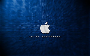 Apple Think Different Logo on Deep Blue Textured Background HD wallpaper