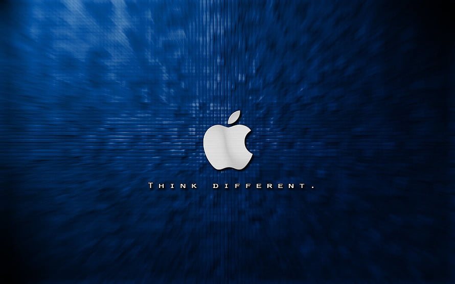Apple Think Different Logo on Deep Blue Textured Background HD wallpaper