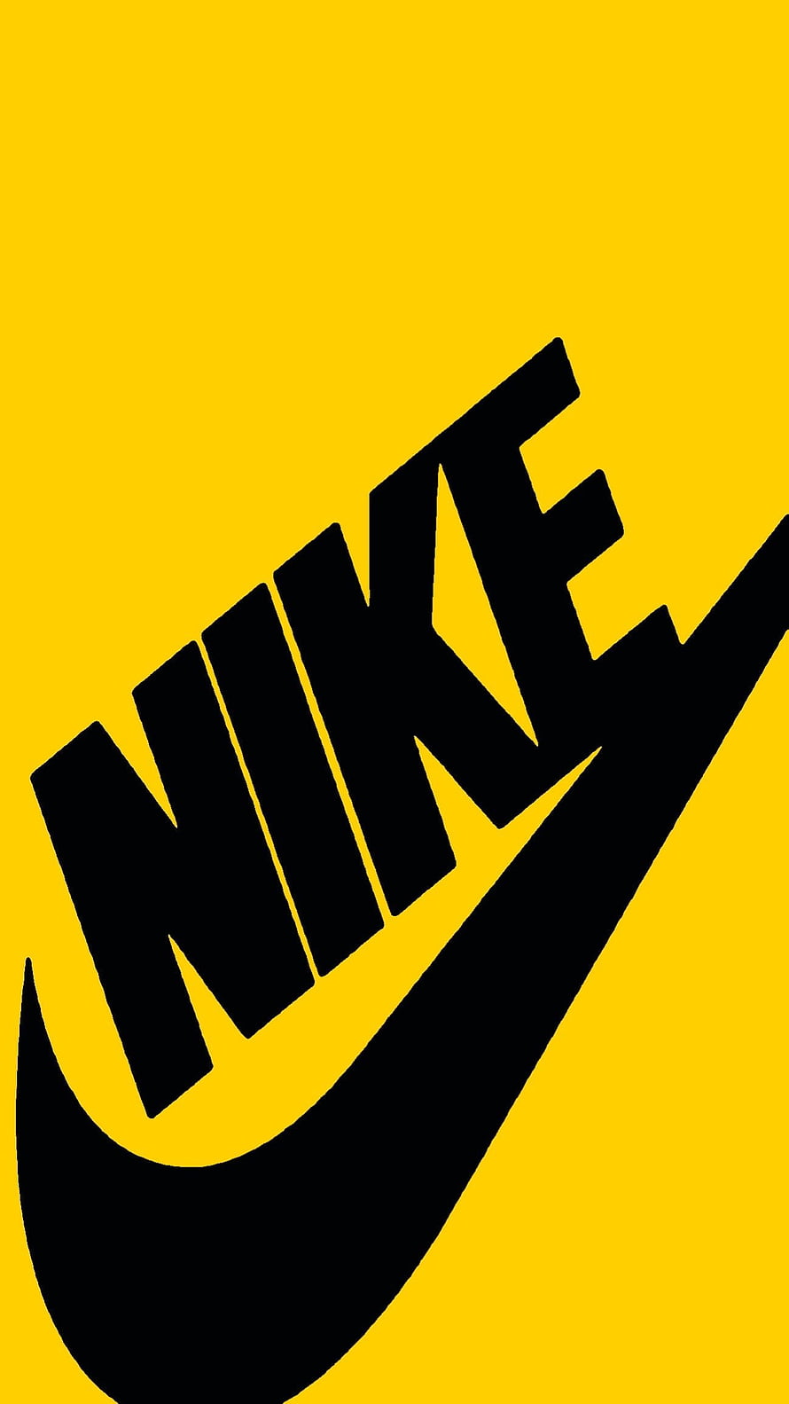 Nike Swoosh Logo on Vibrant Yellow Background Minimalist Branding Design HD phone wallpaper