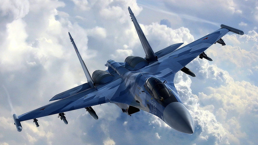 Sukhoi Su-57 Stealth Fighter Jet Banking Through Cloudy Skies HD wallpaper