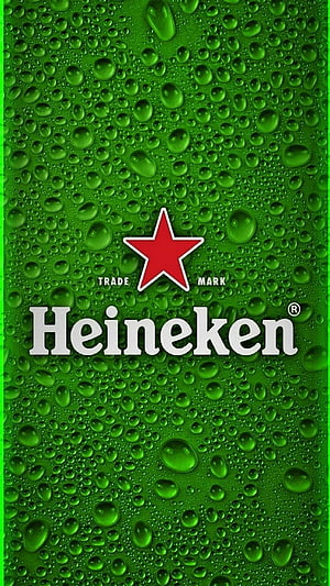 Heineken Condensation Wallpaper with Water Droplets on Green Surface HD phone wallpaper