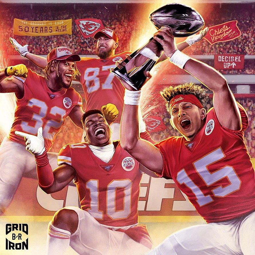 Kansas City Chiefs Super Bowl 54 Championship Celebration Illustration HD phone wallpaper