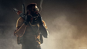 Counter Strike Soldier With Aviator Sunglasses And Rifle In Smoky Atmosphere HD wallpaper