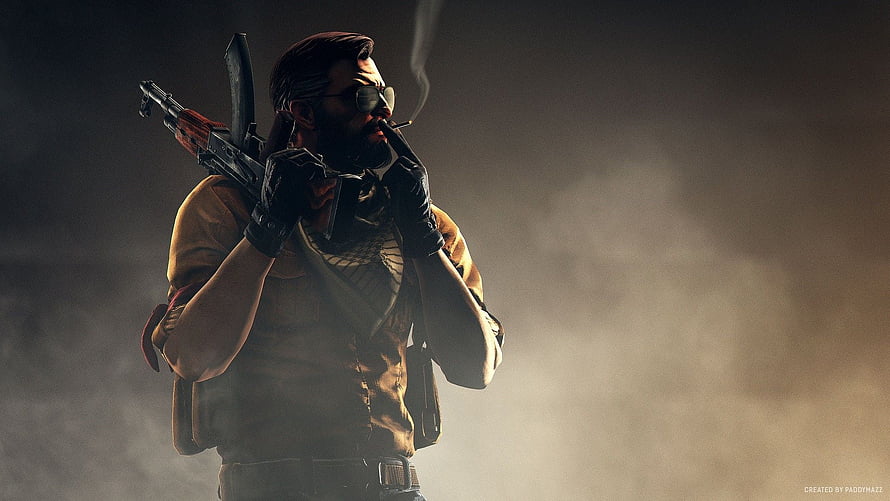 Counter Strike Soldier With Aviator Sunglasses And Rifle In Smoky Atmosphere HD wallpaper