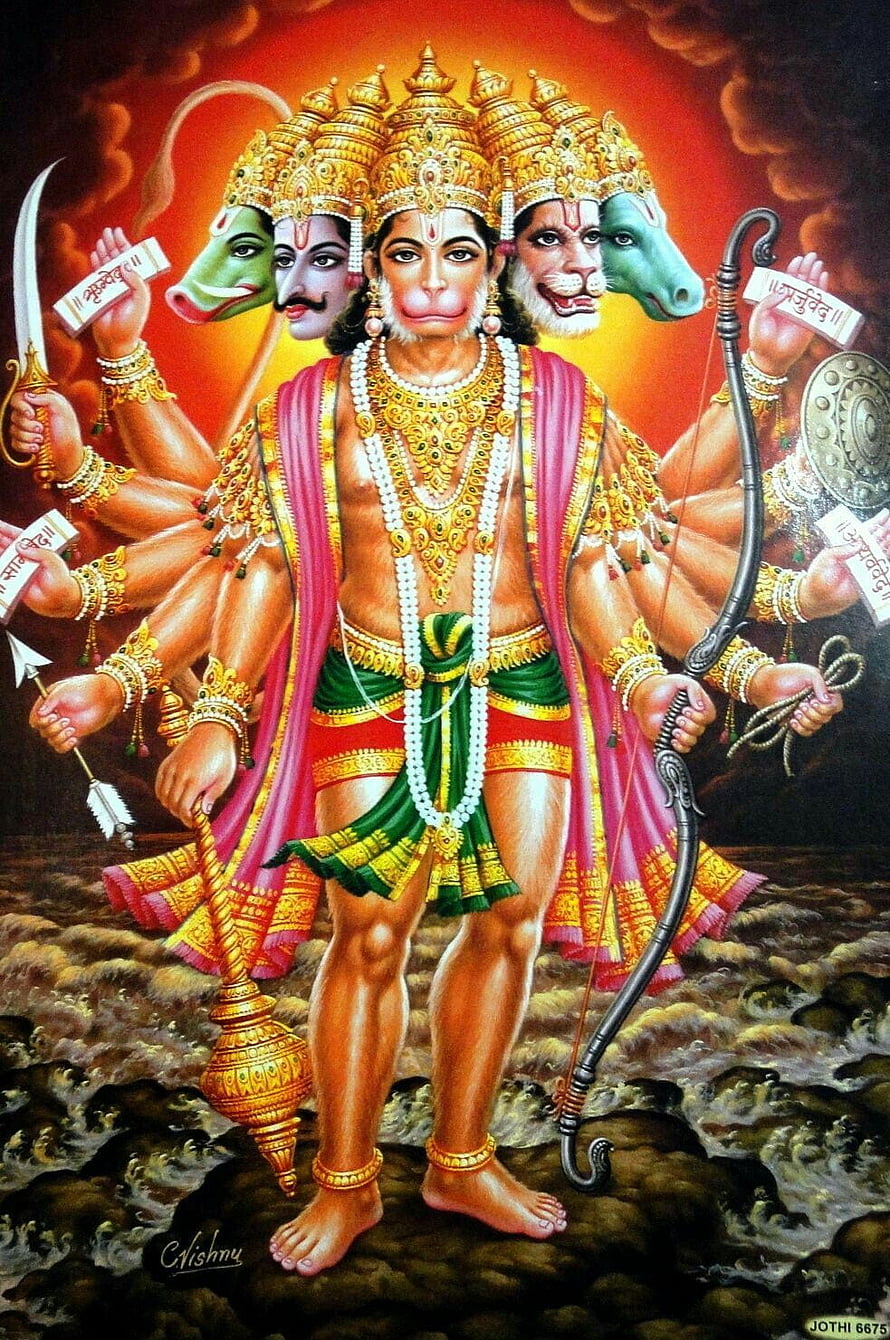 Panchamukha Hanuman Five-Faced Form Hindu Deity Art, Mere sankat harta panchmukhi bajrang Bali. Hanuman, Bajrangbali HD phone wallpaper