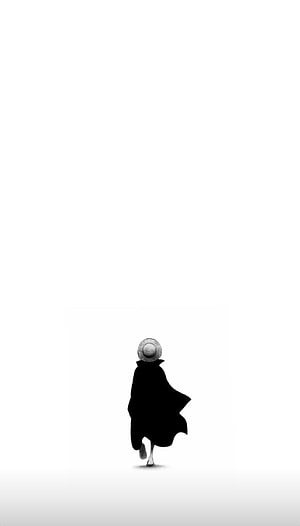 One Piece Luffy Silhouette Walking in Minimalist Black and White Illustration HD phone wallpaper