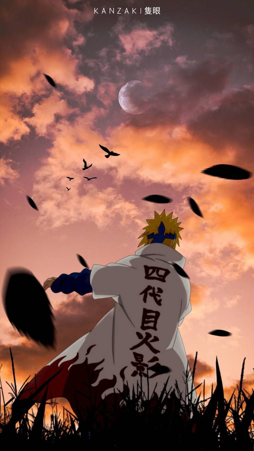 Minato Namikaze Fourth Hokage Anime Wallpaper at Sunset HD phone wallpaper