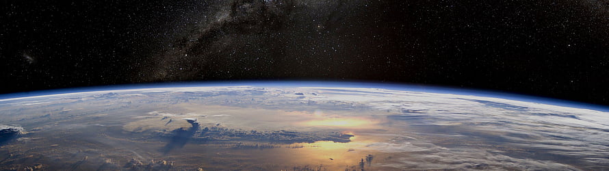 Earth Horizon From Space With Starry Sky And Atmospheric Glow HD wallpaper