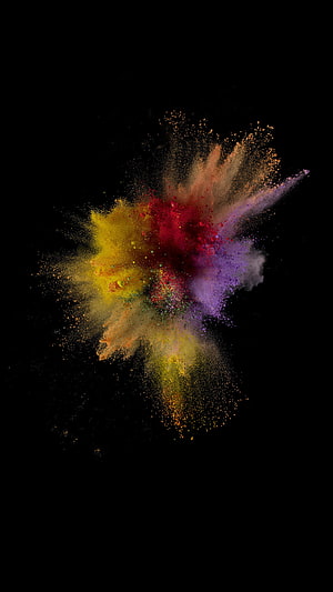 Vibrant Multicolored Powder Explosion Burst on Black Background HD phone wallpaper