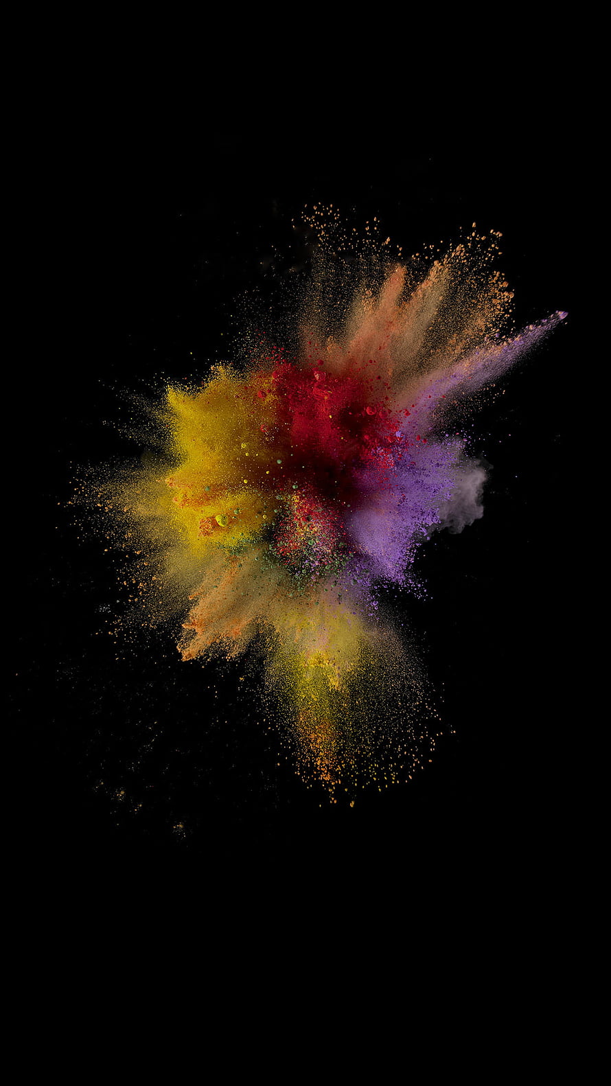 Vibrant Multicolored Powder Explosion Burst on Black Background HD phone wallpaper