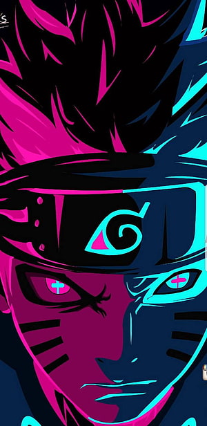 Neon Pink and Blue Naruto Uzumaki Anime Portrait Wallpaper HD phone wallpaper