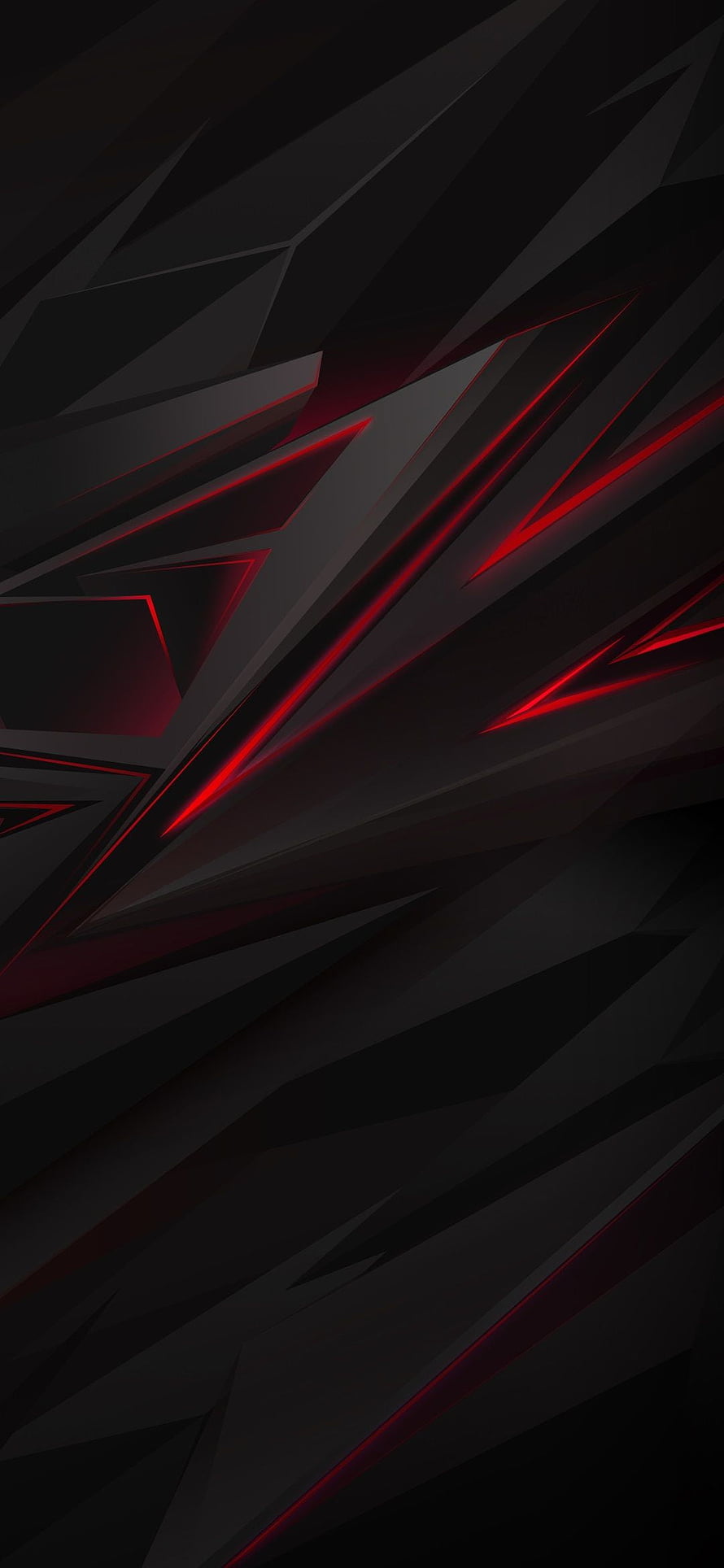 Abstract Dark Geometric Background With Glowing Red Neon Lines And Sharp Triangular Shapes HD phone wallpaper