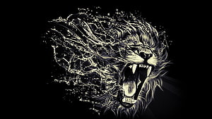 Fierce Roaring Lion Head With Water Splash Effect On Black Background HD wallpaper