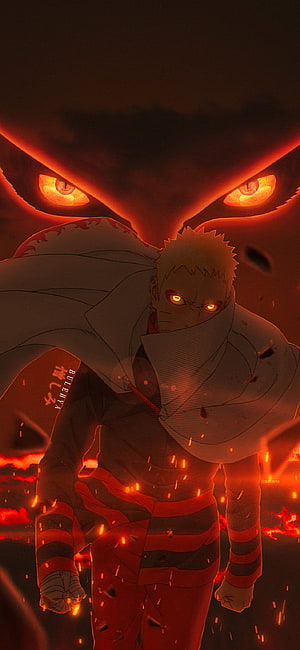 Naruto Uzumaki in Six Paths Sage Mode with Kurama Avatar Anime Wallpaper HD phone wallpaper