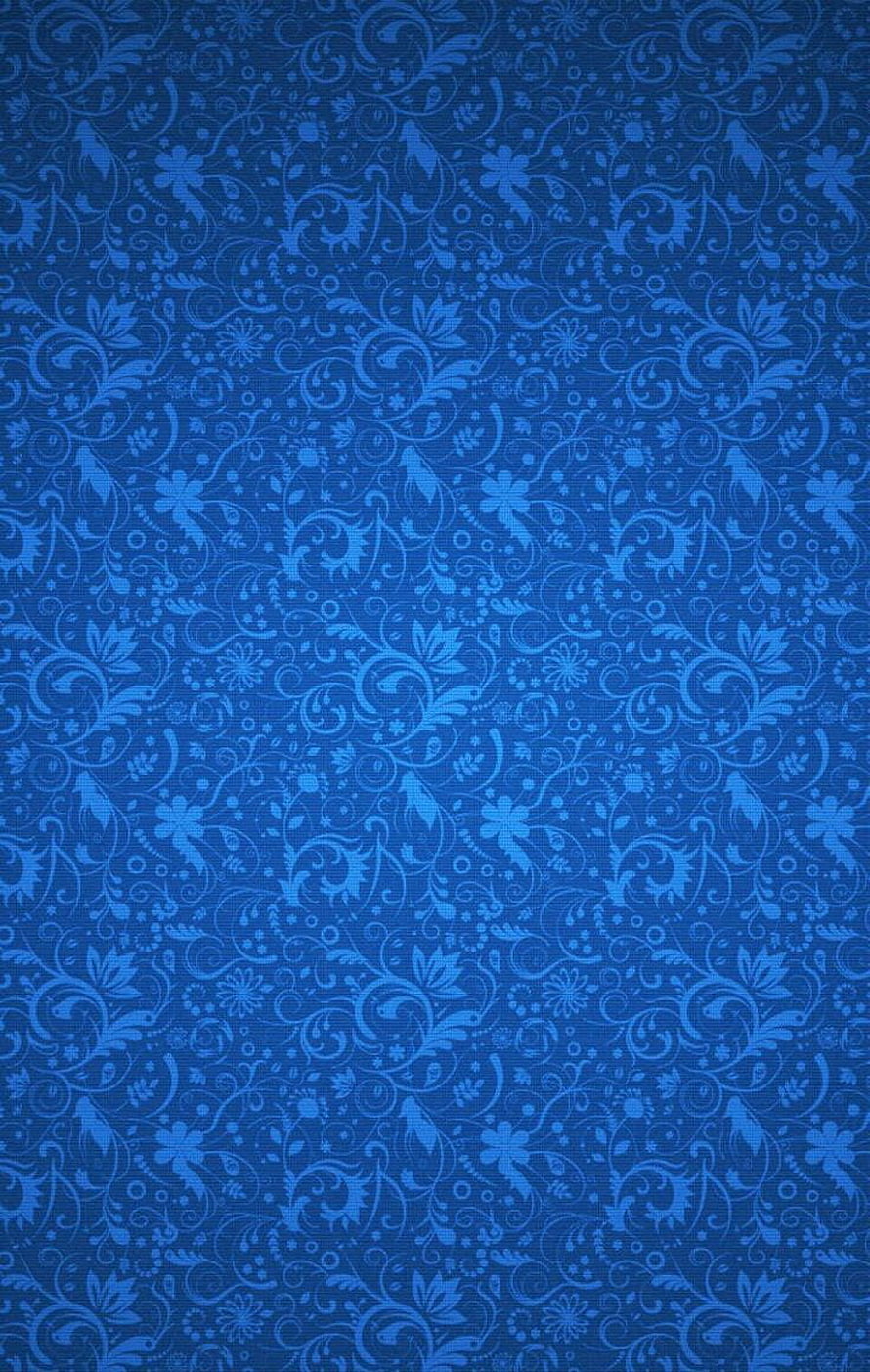 Elegant Blue Floral Damask Pattern with Intricate Swirls and Vintage Motifs HD phone wallpaper