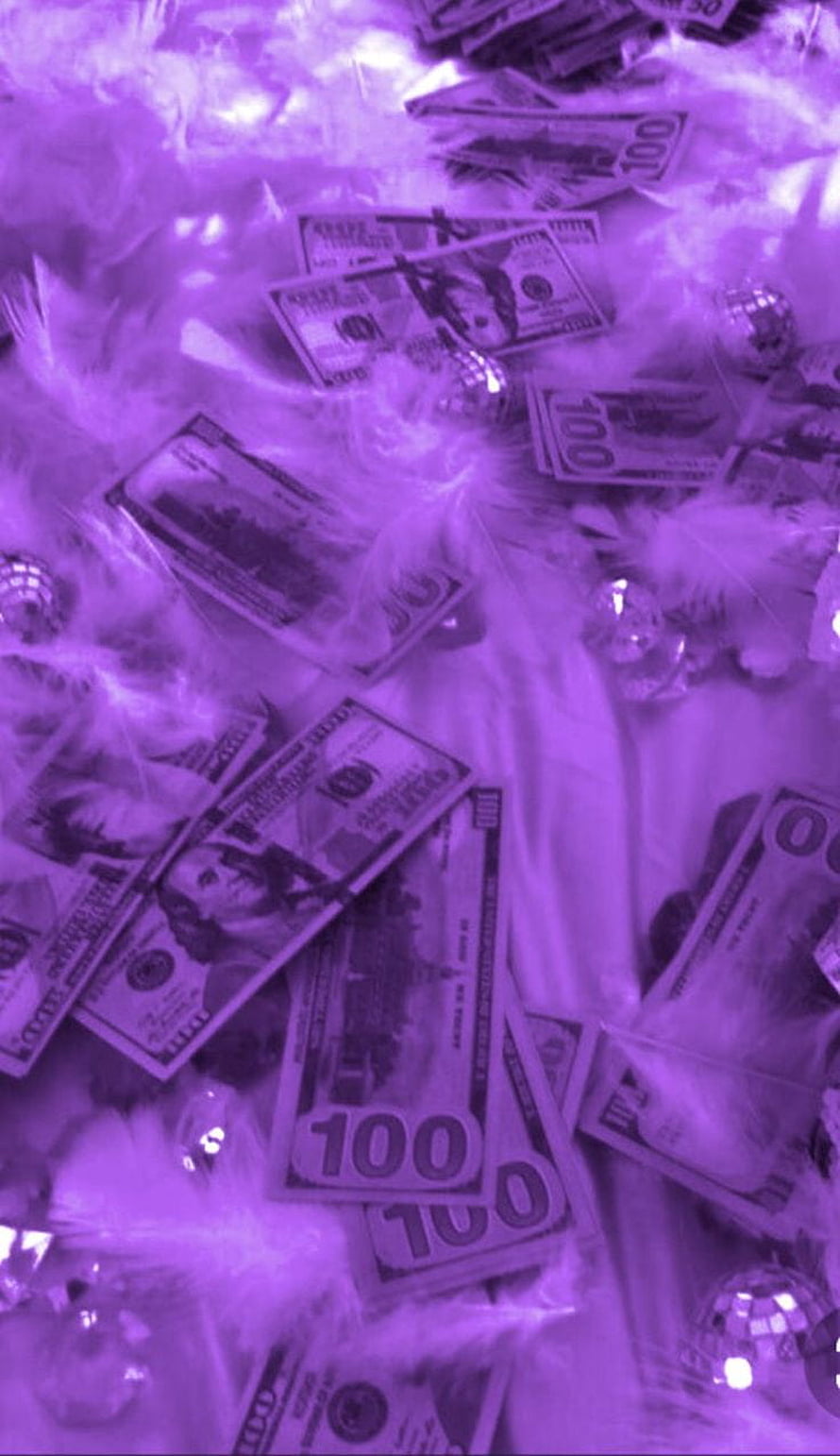 Purple Tinted Cash and Feathers Aesthetic Wallpaper HD phone wallpaper