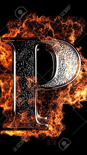 Burning Letter P with Intense Flames on Black Background HD phone wallpaper