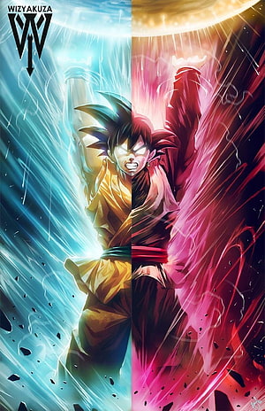 Goku Ultra Instinct and Ultra Ego Split Artwork HD phone wallpaper