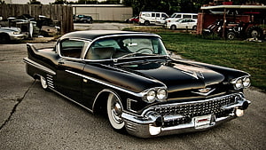 Black 1958 Cadillac Eldorado Classic American Car with Chrome Details HD wallpaper